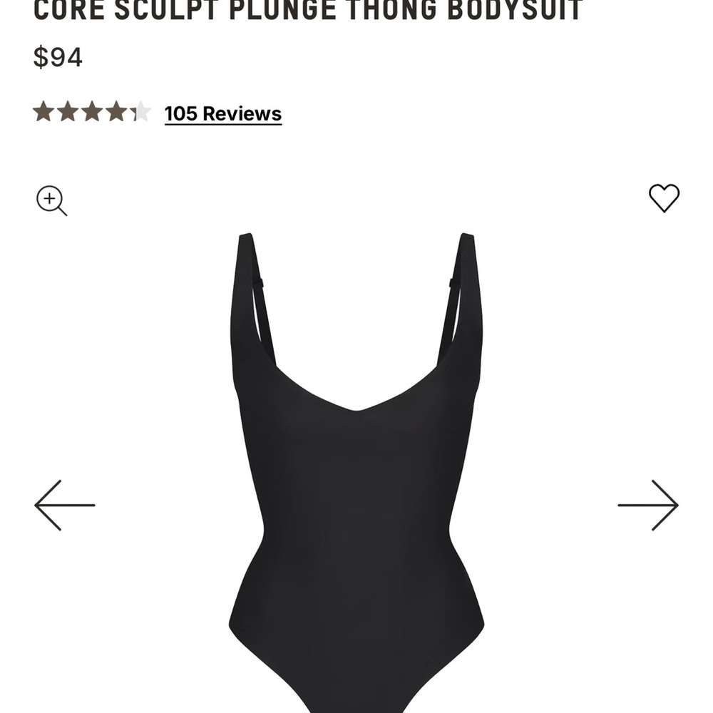 SKIMS Core Sculpt Plunge Thong Bodysuit - Black